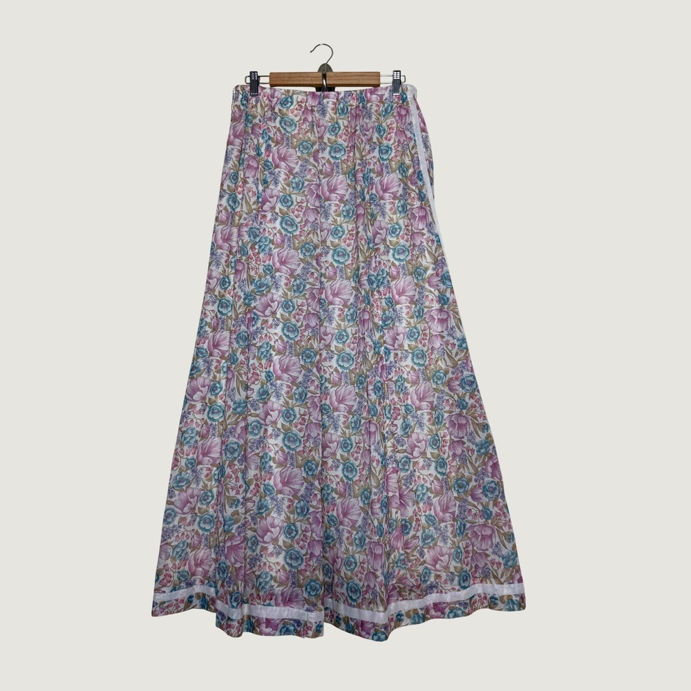 Vintage Womens Chessa Davis Floral Maxi Skirt Ribbon Detail Lace Size M Ethereal